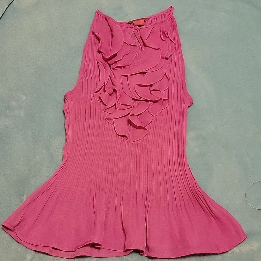 Sunny Leigh Hot Pink Sheer Flouncy tank size Large